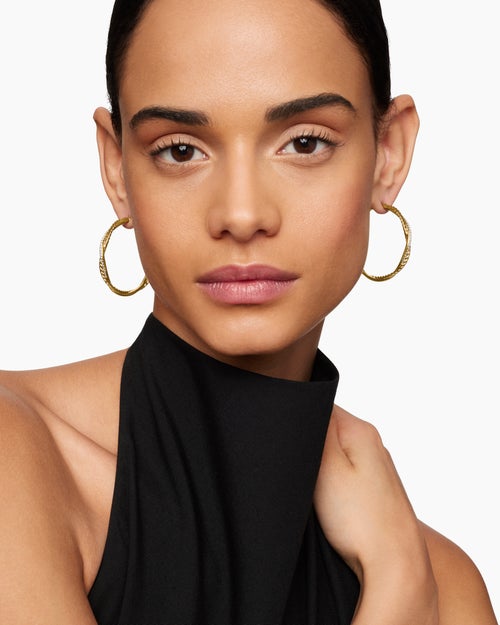Womens Infinity Hoop Earrings in 18K Yellow Gold with Diamonds, 42mm