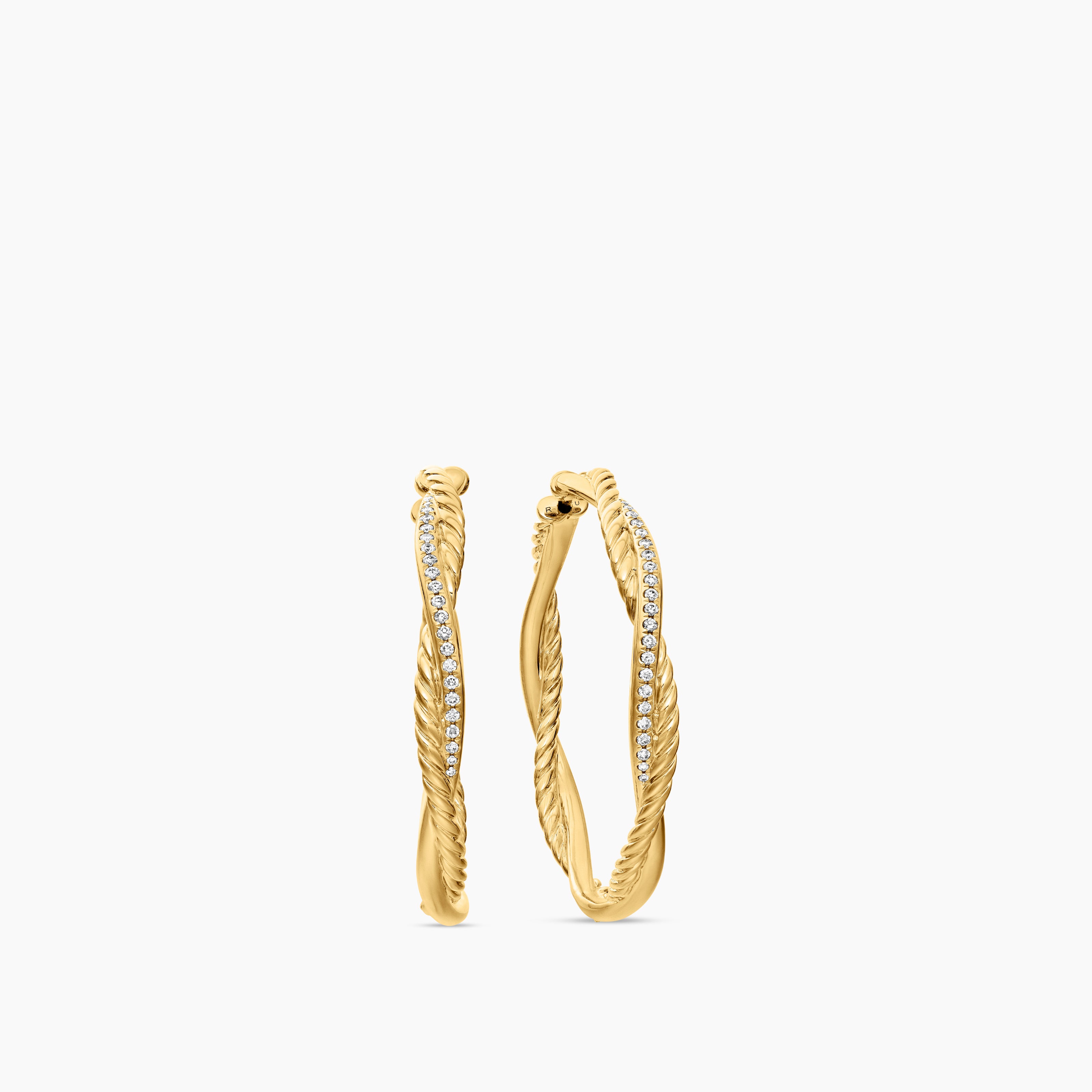 Womens Infinity Hoop Earrings in 18K Yellow Gold with Diamonds, 42mm
