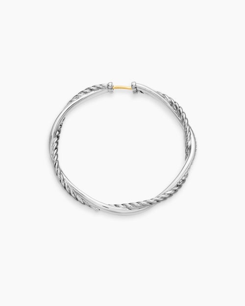 Womens Infinity Hoop Earrings in Sterling Silver with Diamonds, 42mm
