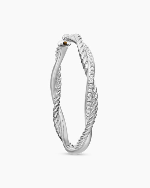 Womens Infinity Hoop Earrings in Sterling Silver with Diamonds, 42mm