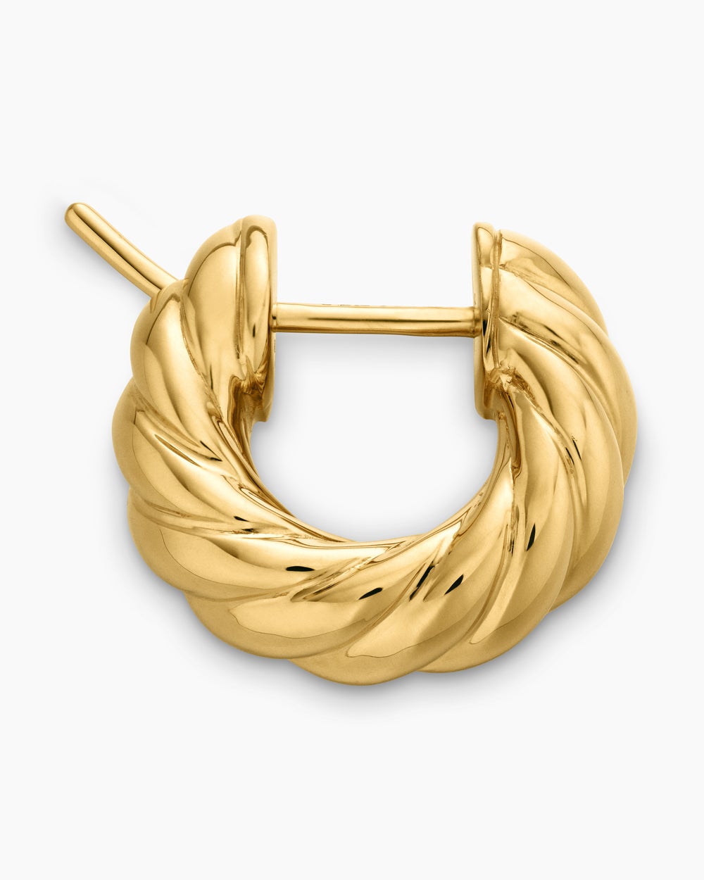 Womens Sculpted Cable Hoop Earrings in 18K Yellow Gold, 14.4mm