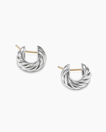 Sculpted Cable Hoop Earrings in Sterling Silver, 14.4mm