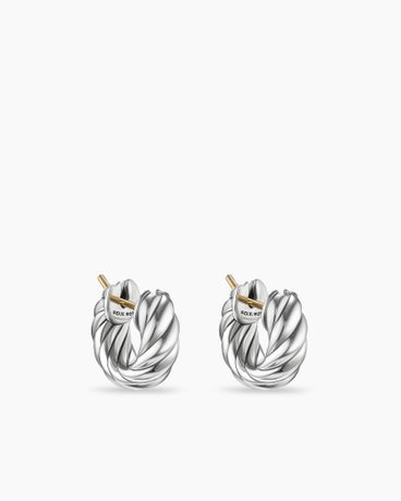 Sculpted Cable Hoop Earrings in Sterling Silver, 14.4mm