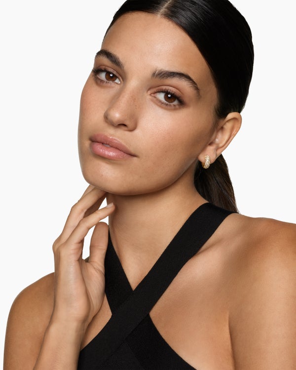 Créoles Cable Edge® en or jaune 18 carats avec diamants, 28,9 mm