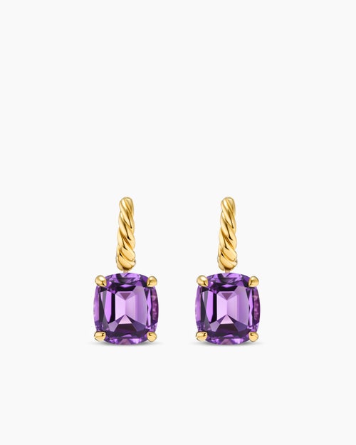 Womens Marbella Drop Earrings in 18ct Yellow Gold with Amethyst, 11mm