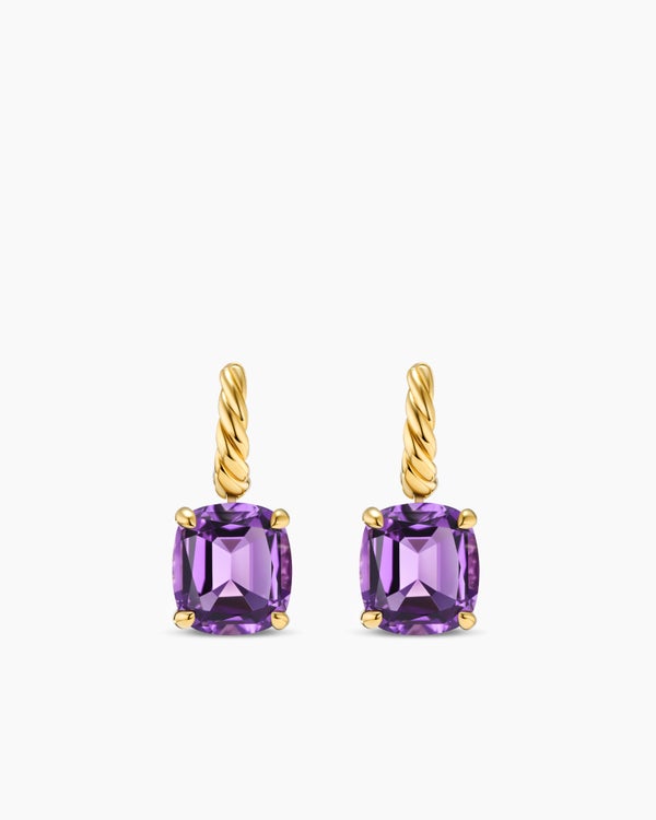 Marbella Drop Earrings in 18K Yellow Gold with Amethyst, 11mm