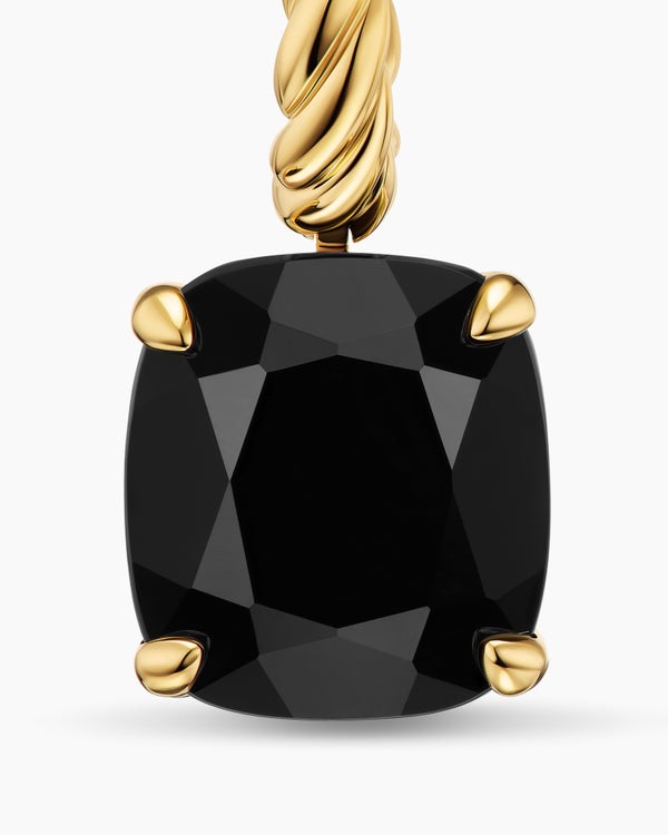 Boucles d’oreilles pendantes Marbella en or jaune 18 carats avec onyx noir, 11 mm