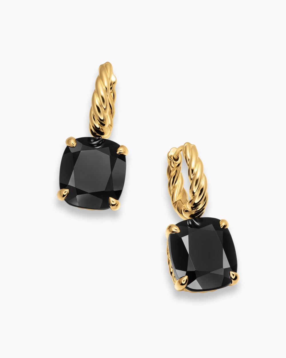 Womens Marbella Drop Earrings in 18K Yellow Gold with Black Onyx, 11mm