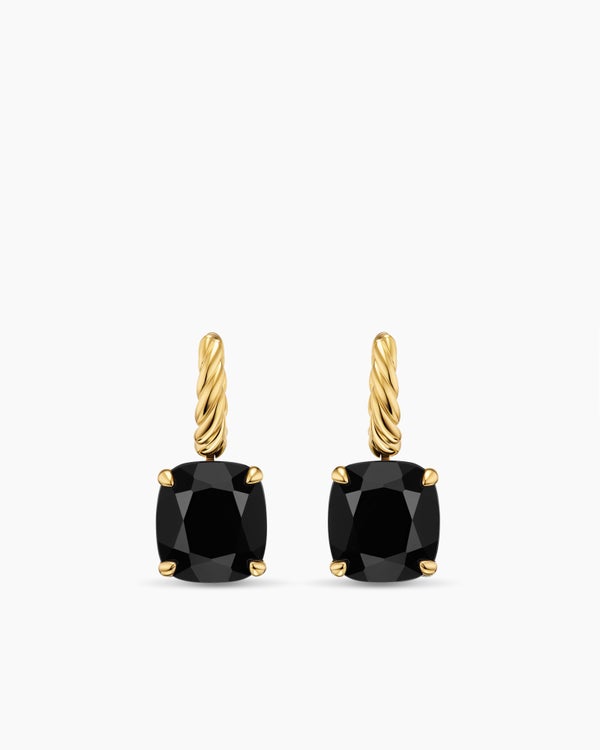 Boucles d’oreilles pendantes Marbella en or jaune 18 carats avec onyx noir, 11 mm