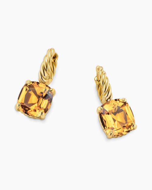 Womens Marbella Drop Earrings in 18K Yellow Gold with Citrine, 11mm