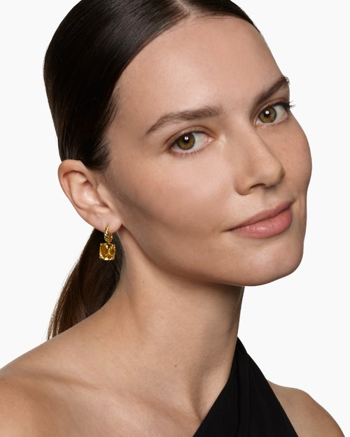 Womens Marbella Drop Earrings in 18K Yellow Gold with Citrine, 11mm
