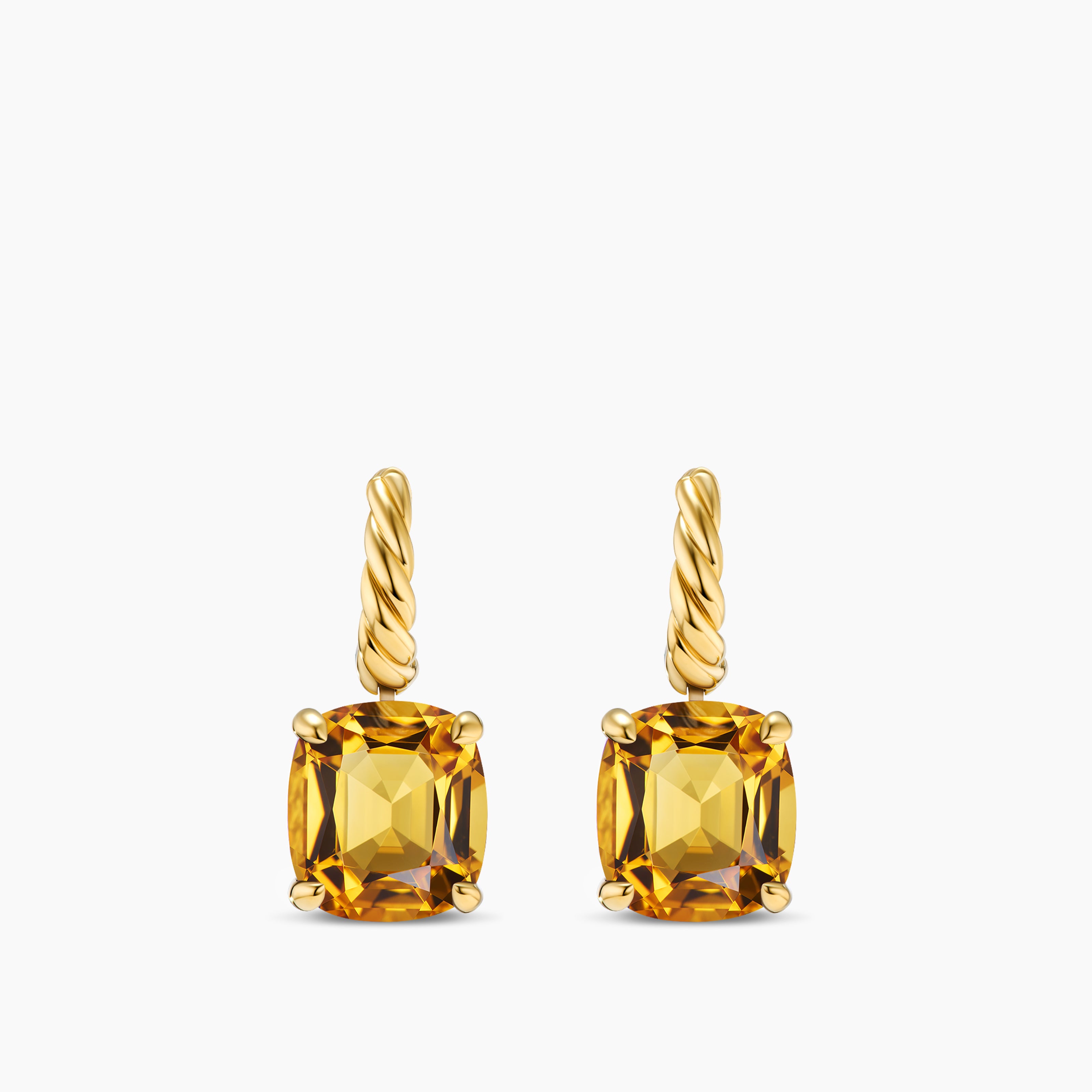 Boucles d&rsquo;oreilles pendantes Marbella en or jaune 18 carats avec citrine, 11 mm femmes 