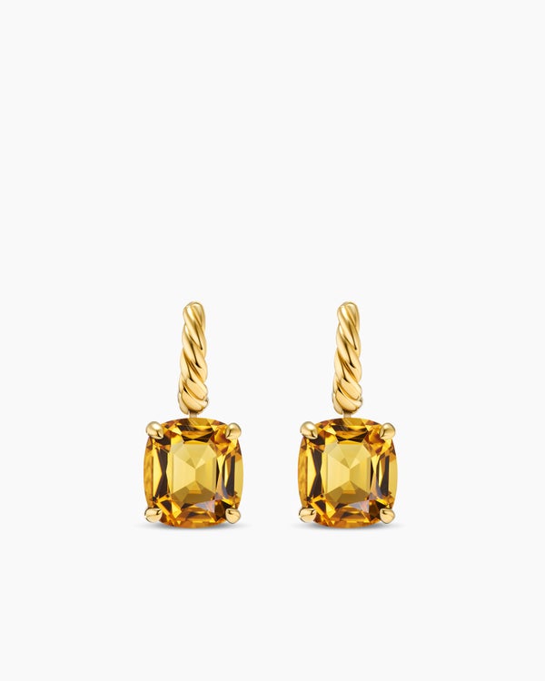 Boucles d’oreilles pendantes Marbella en or jaune 18 carats avec citrine, 25 mm