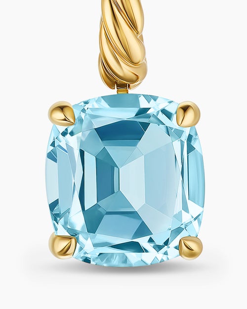 Womens Marbella Drop Earrings in 18K Yellow Gold with Sky Blue Topaz, 11mm