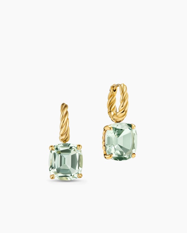 Boucles d’oreilles pendantes Marbella en or jaune 18 carats avec prasiolite, 11 mm