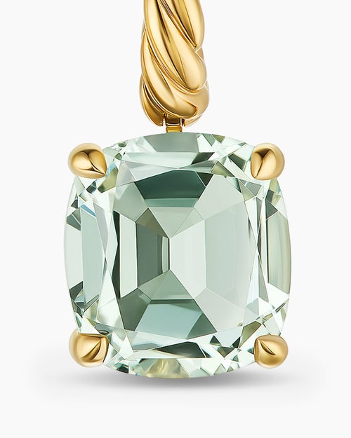 Womens Marbella Drop Earrings in 18K Yellow Gold with Prasiolite, 11mm