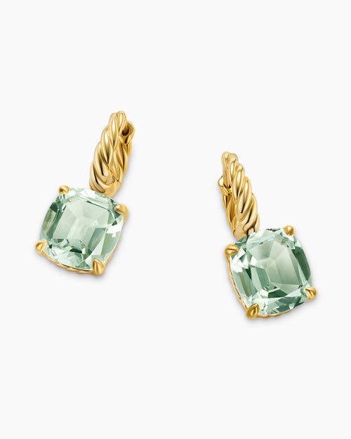 Womens Marbella Drop Earrings in 18ct Yellow Gold with Prasiolite, 11mm