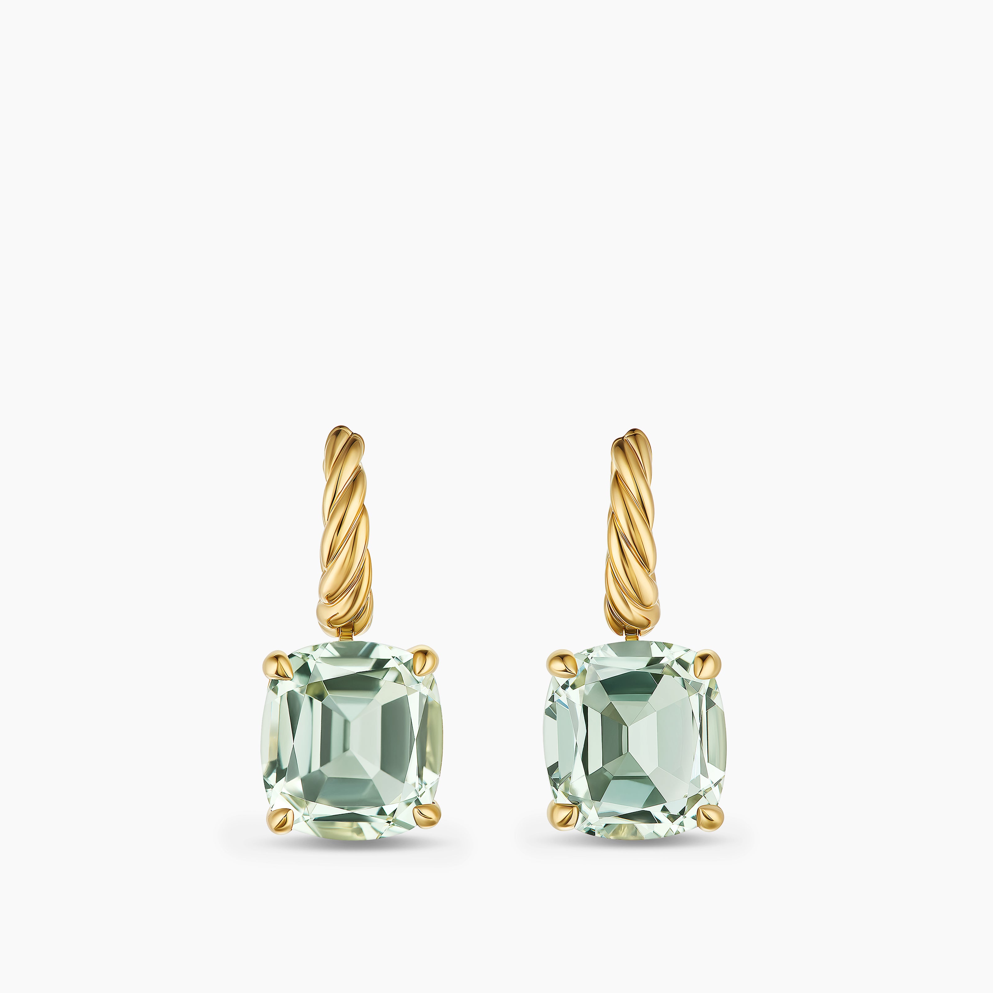 Womens Marbella Drop Earrings in 18K Yellow Gold with Prasiolite, 11mm