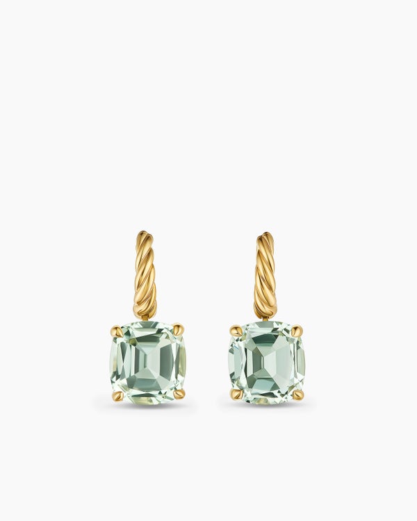 Boucles d’oreilles pendantes Marbella en or jaune 18 carats avec prasiolite, 11 mm