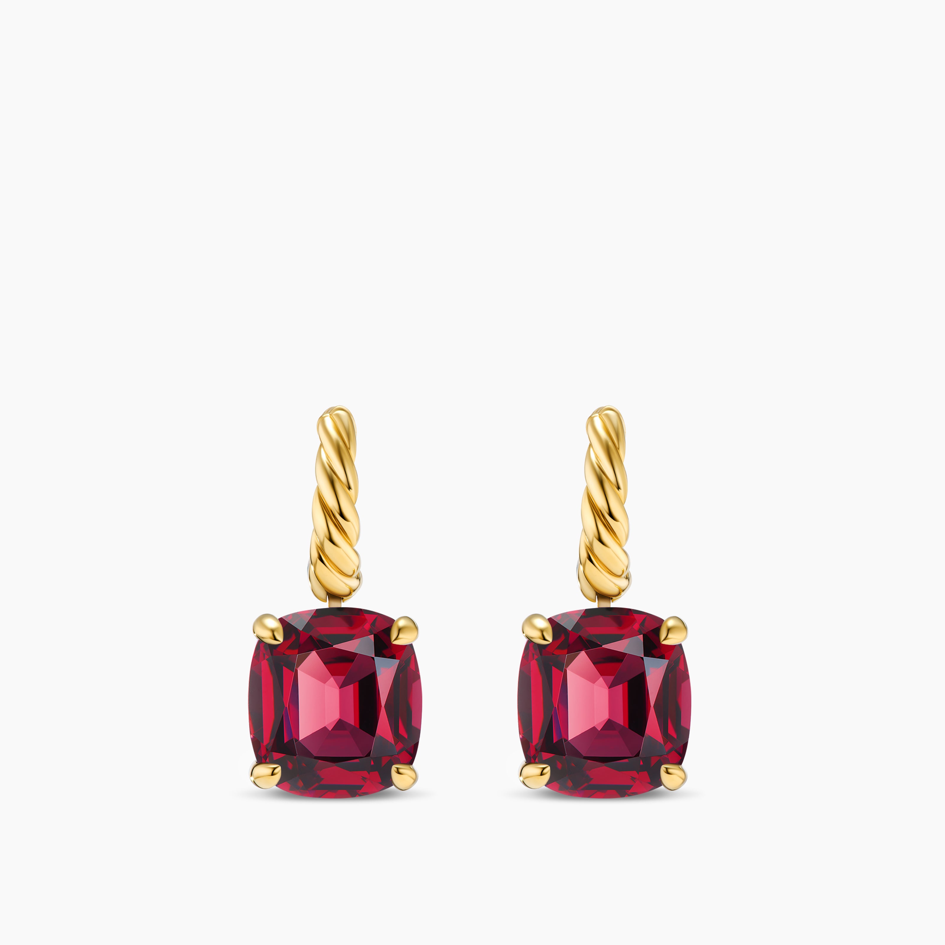 Boucles d&rsquo;oreilles pendantes Marbella en or jaune 18 carats avec grenat rhodolite, 11 mm femmes 
