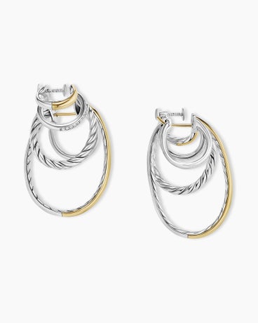 DY Mercer™ Multi Hoop Earrings in Sterling Silver with 18K Yellow Gold and Diamonds, 37.5mm