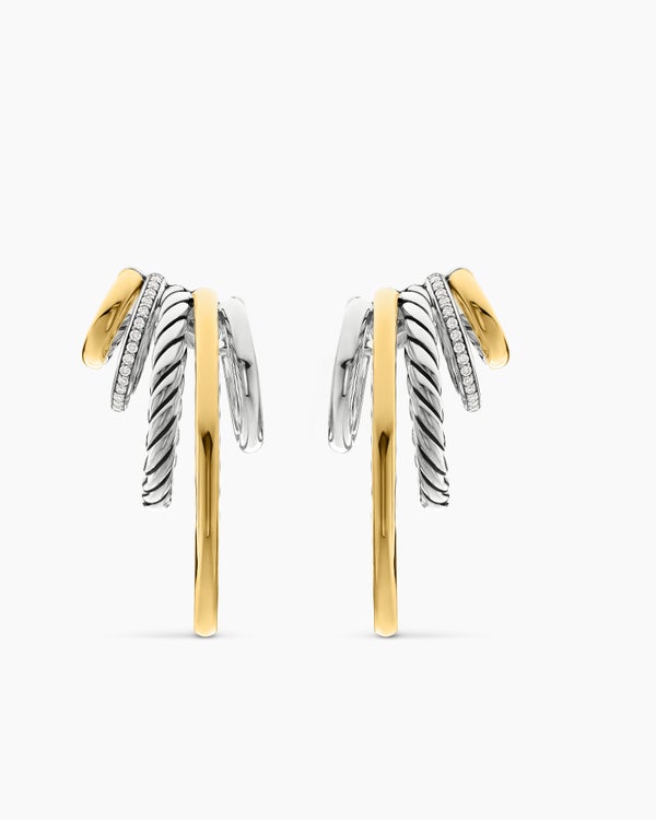DY Mercer™ Multi Hoop Earrings in Sterling Silver with 18K Yellow Gold and Diamonds, 37.5mm