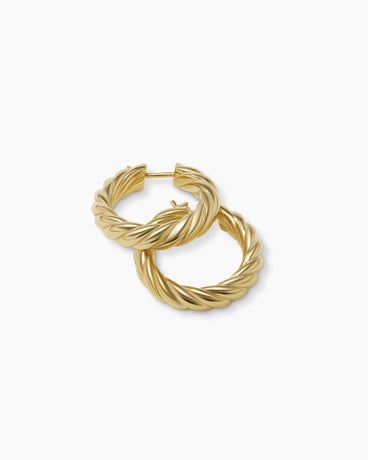 Sculpted Cable Hoop Earrings in 18K Yellow Gold, 25.4mm