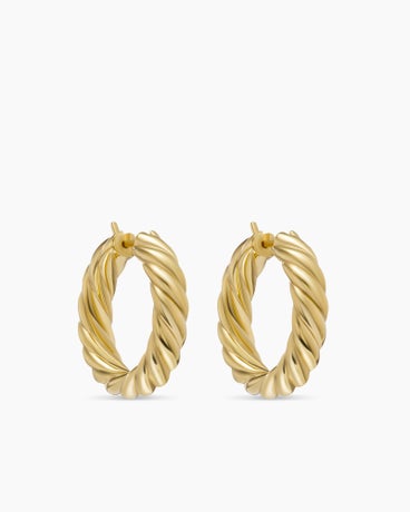 Sculpted Cable Hoop Earrings in 18K Yellow Gold, 25.4mm