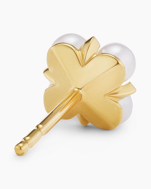 Womens Petite Modern Renaissance® Pearl Stud Earrings in 18K Yellow Gold with Diamonds, 7.8mm