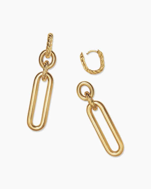 Womens Lexington Double Link Drop Earrings in 18K Yellow Gold, 53mm