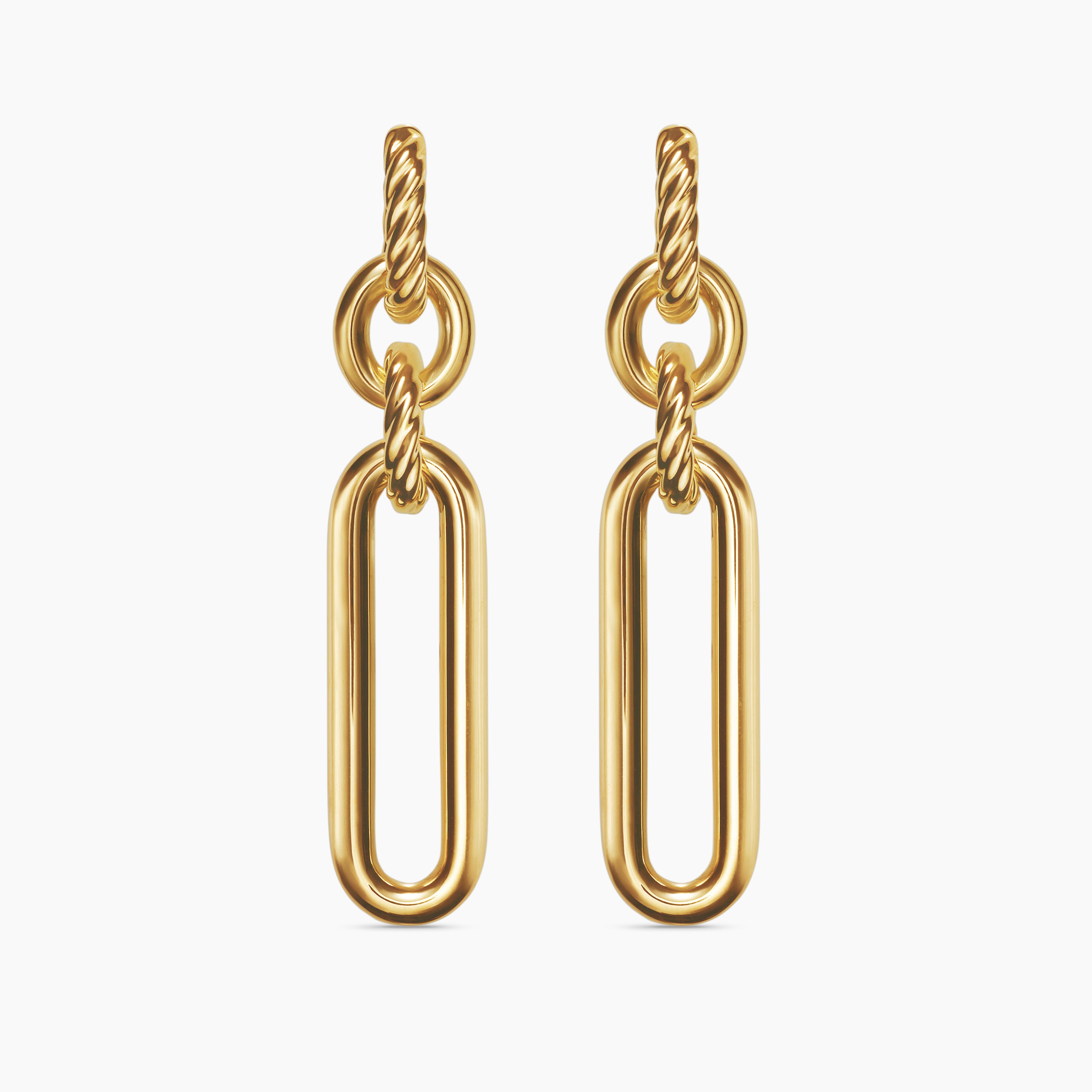 Womens Lexington Double Link Drop Earrings in 18K Yellow Gold, 53mm