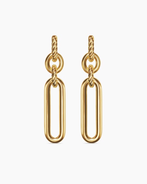 Womens Lexington Double Link Drop Earrings in 18K Yellow Gold, 53mm