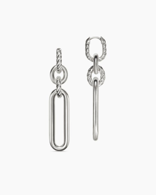 Womens Lexington Double Link Drop Earrings in Sterling Silver, 53mm