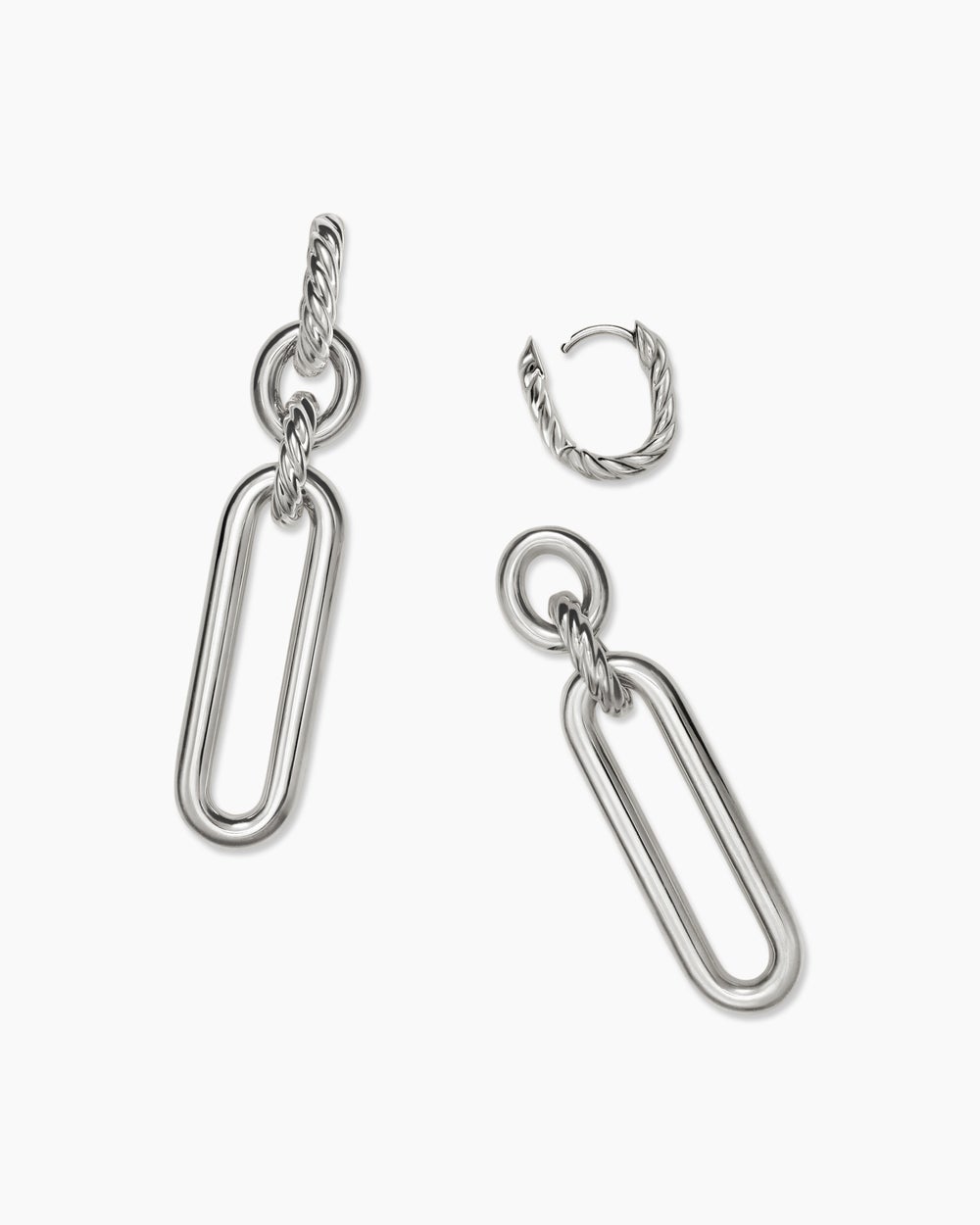 Womens Lexington Double Link Drop Earrings in Sterling Silver, 53mm