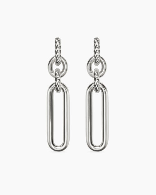 Womens Lexington Double Link Drop Earrings in Sterling Silver, 53mm