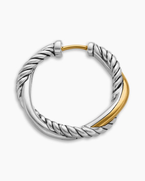 Womens Petite Infinity Hoop Earrings in Sterling Silver with 14K Yellow Gold, 17.3mm