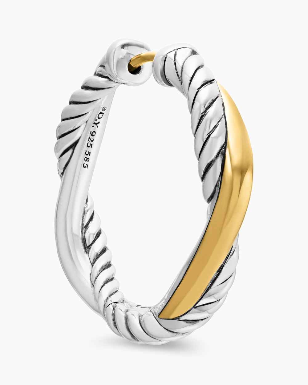 Womens Petite Infinity Hoop Earrings in Sterling Silver with 14K Yellow Gold, 17.3mm