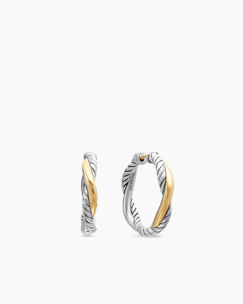 Womens Petite Infinity Hoop Earrings in Sterling Silver with 14K Yellow Gold, 17.3mm