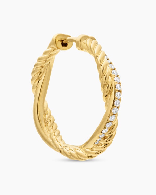 Petite Infinity Hoop Earrings in 18K Yellow Gold with Diamonds, 17.3mm