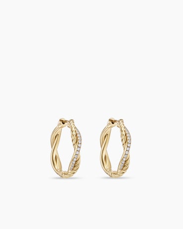 Petite Infinity Hoop Earrings in 18K Yellow Gold with Diamonds, 17.3mm