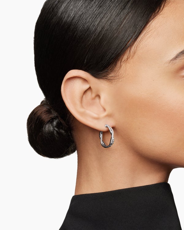 Petite Infinity Hoop Earrings in Sterling Silver with Diamonds, 17.3mm