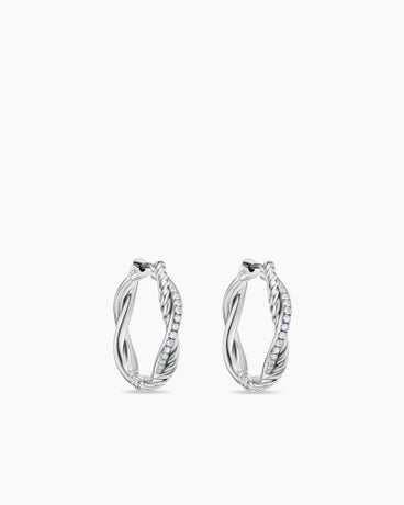 Petite Infinity Hoop Earrings in Sterling Silver with Diamonds, 17.3mm