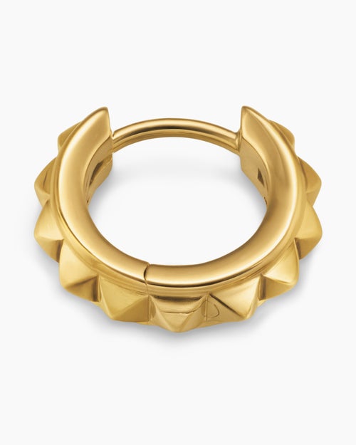 Womens Pyramid Hoop Earrings in 18K Yellow Gold, 12.7mm