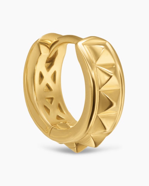 Womens Pyramid Hoop Earrings in 18K Yellow Gold, 12.7mm