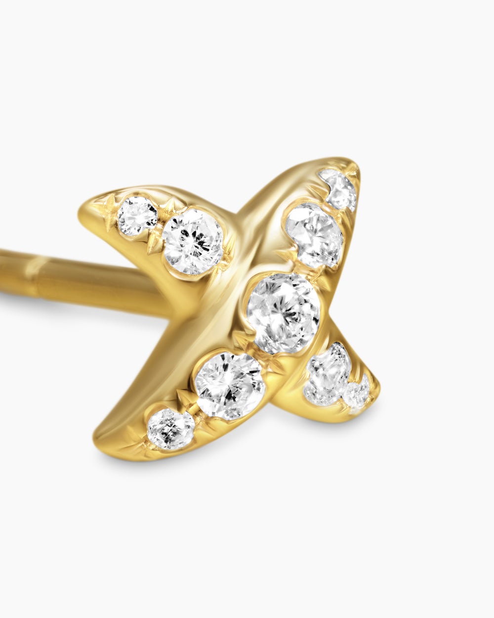 Womens Crossover X Stud Earrings in 18K Yellow Gold with Diamonds, 6mm