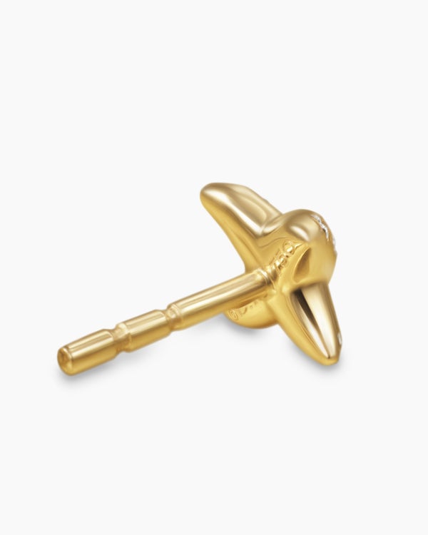 Crossover X Stud Earrings in 18K Yellow Gold with Diamonds, 6mm