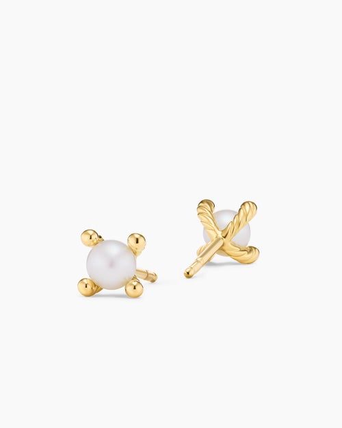 Womens Petite Modern Renaissance® Pearl Stud Earrings in 18K Yellow Gold, 5.5mm