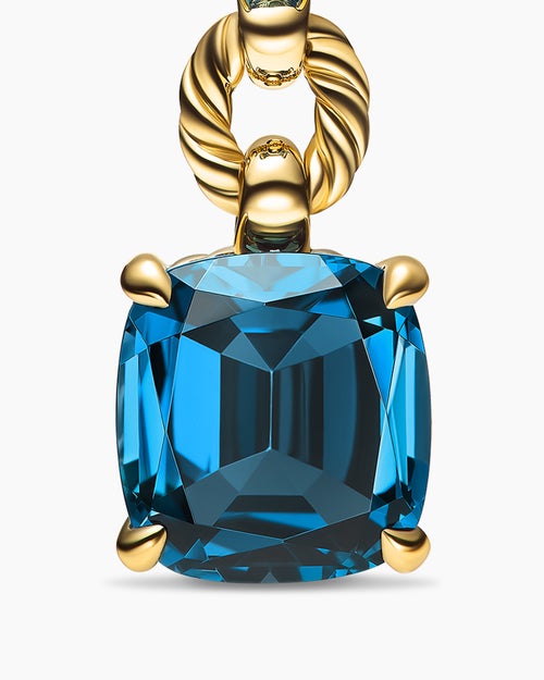 Womens Marbella Drop Earrings in 18K Yellow Gold with Blue Topaz and Hampton Blue Topaz, 51mm