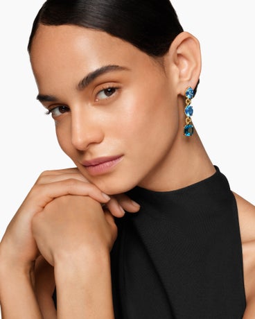 Marbella™ Drop Earrings in 18K Yellow Gold with Blue Topaz and Hampton Blue Topaz, 51mm