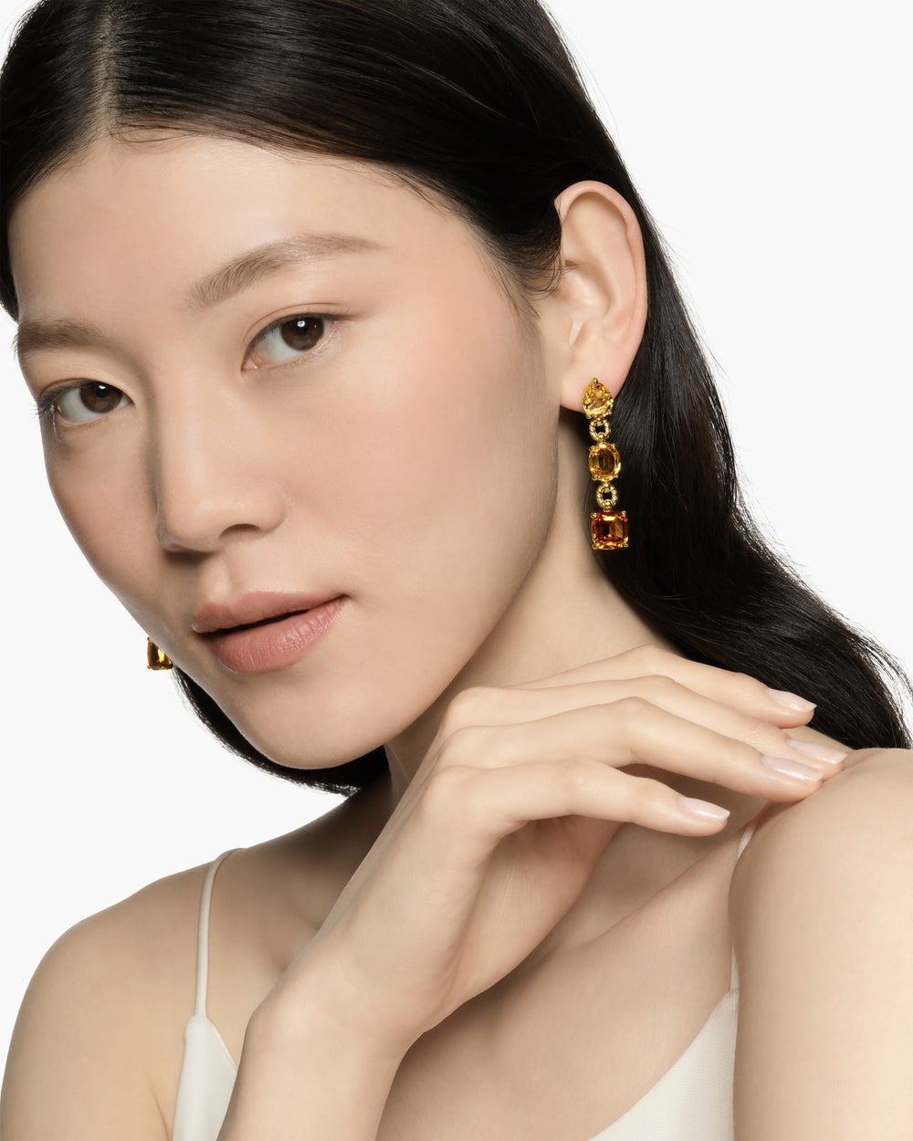 Womens Marbella Drop Earrings in 18K Yellow Gold with Citrine and Madeira Citrine, 51mm